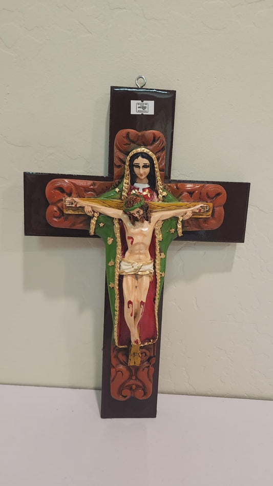 14" Cruz Virgen y Cristo